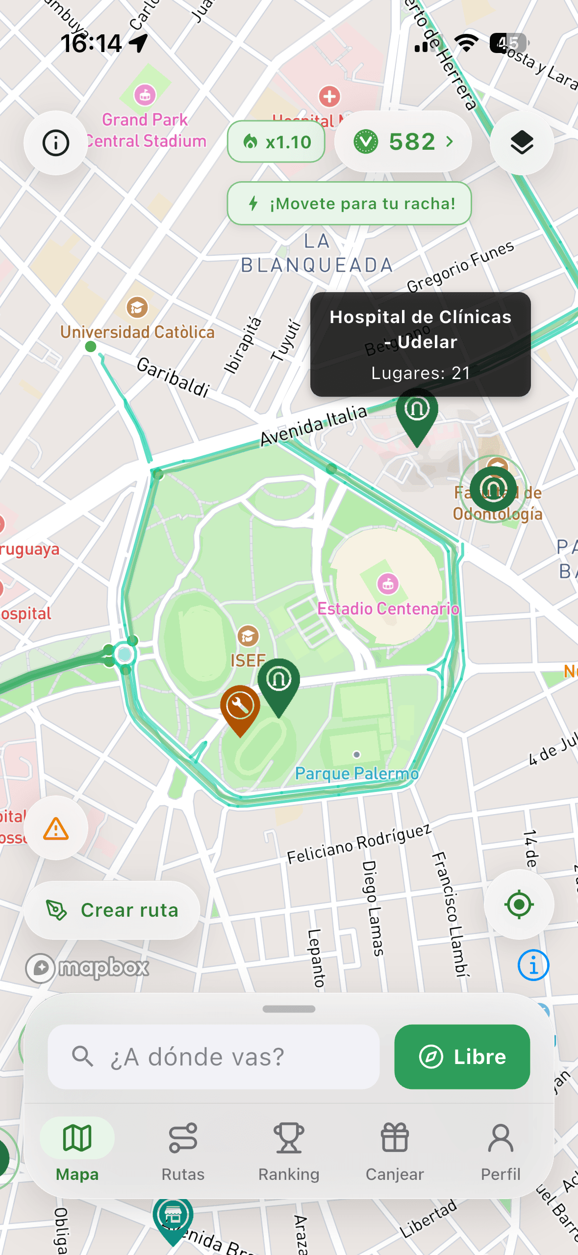 Detalle del bicicletario del Hospital de Clínicas con 21 lugares
